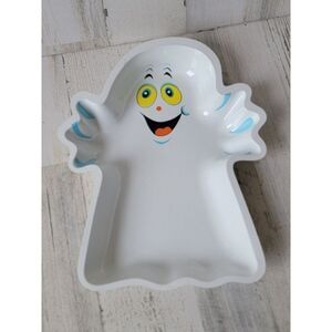 White vintage ghost plastic snack tray Halloween decor